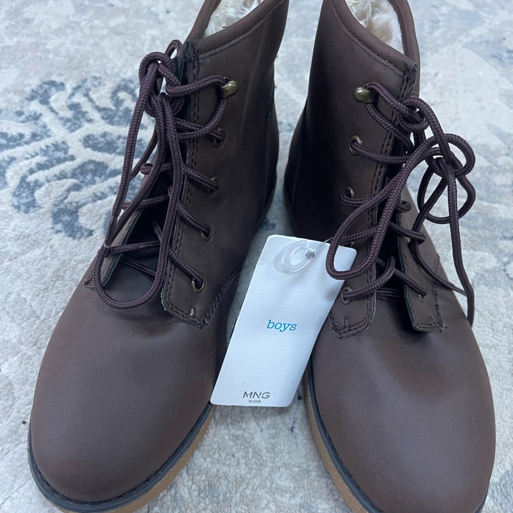 Mango Dark Brown Combat Boots for Women